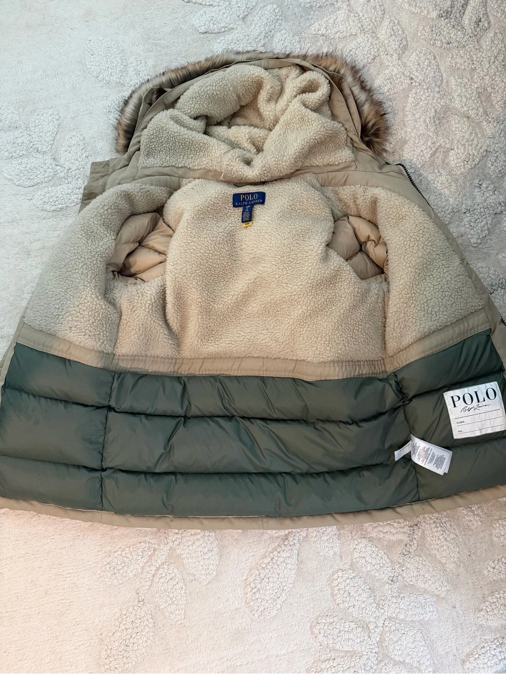 Polo by Ralph Lauren Cream Sherpa-Lined Jacket for Kids